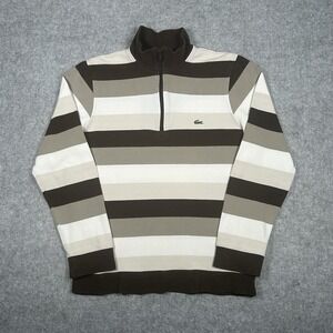 Lacoste Men's Striped Brown and Cream Shirt